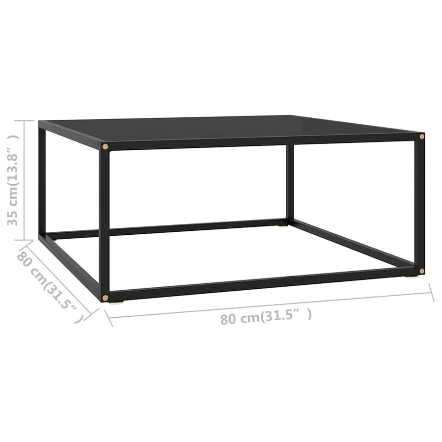 Table basse Noir avec verre noir 80x80x35 cm - 5