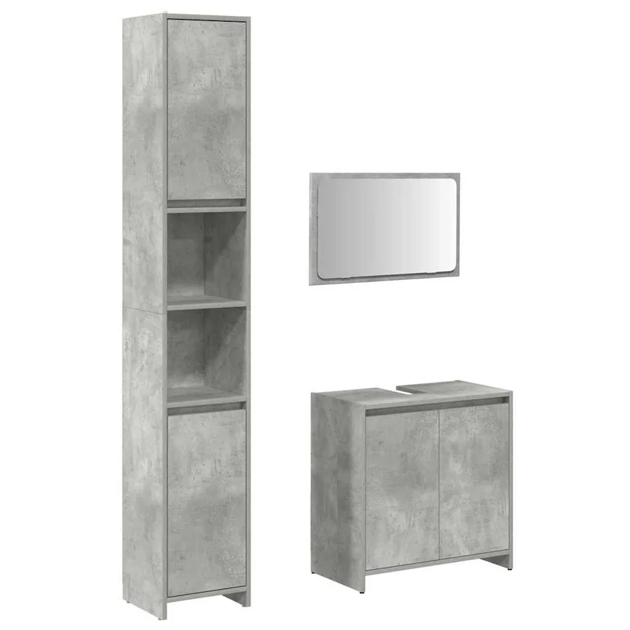 Ensemble de meubles de salle de bain 3 pcs gris béton - 2