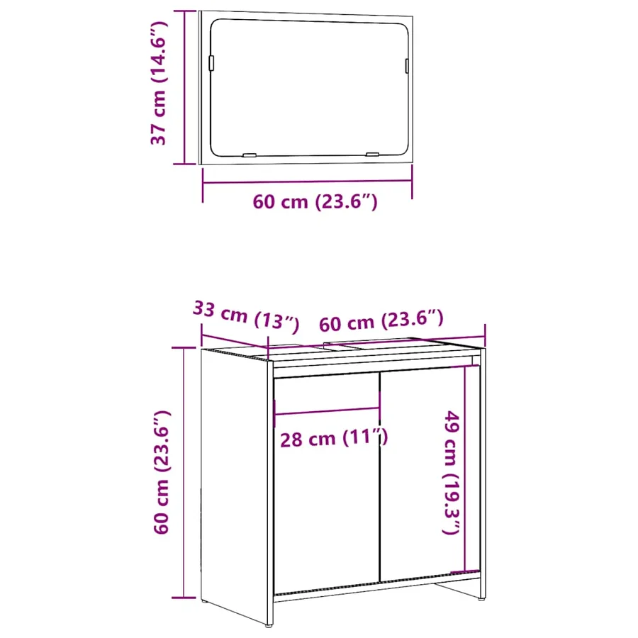 Ensemble de meubles salle de bain 2 pcs bois d'ingénierie - 11