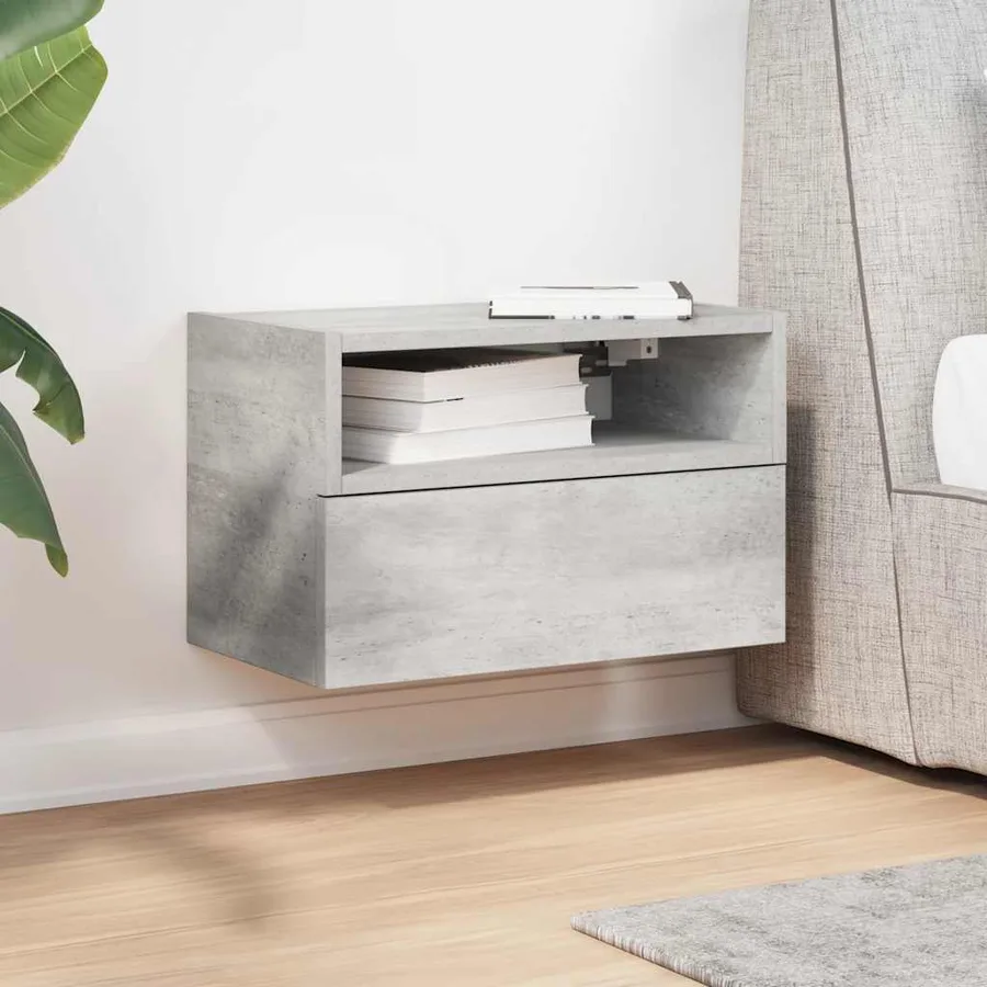 Table de chevet murale gris béton 45x26x28,5 cm - 3