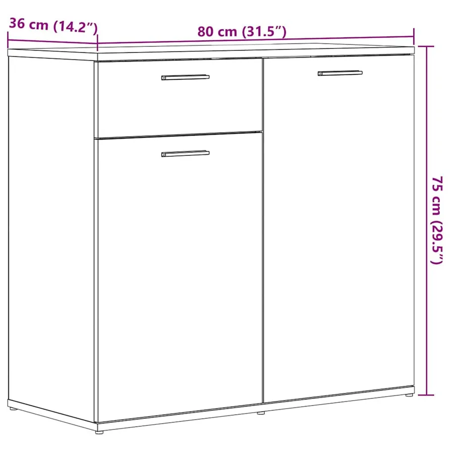 Buffet vieux bois 80x36x75 cm bois d'ingénierie - 11