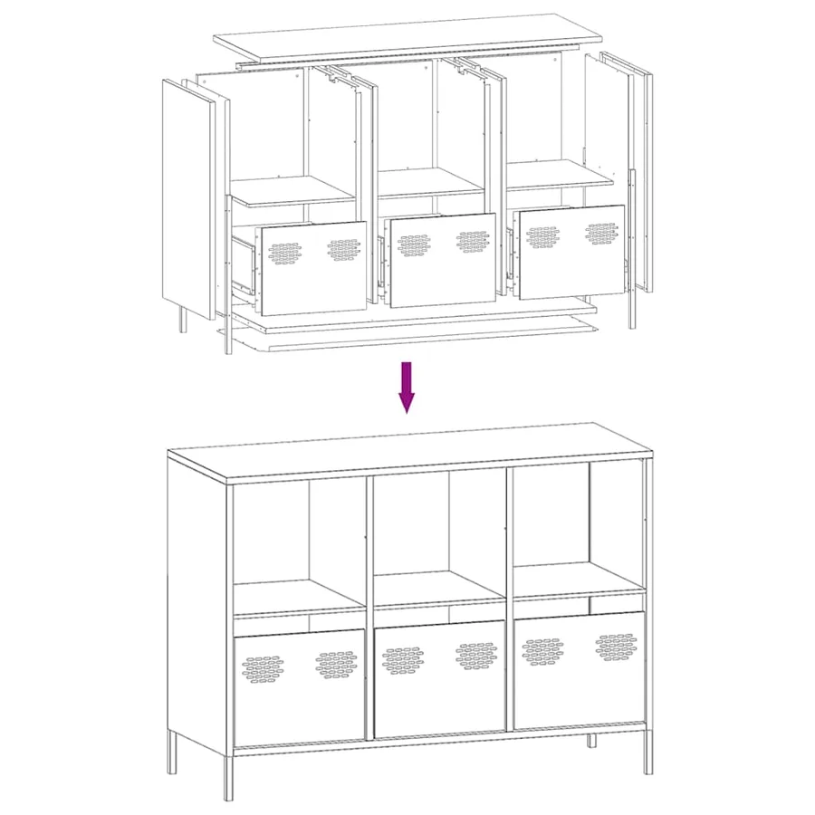 Buffet rose 101,5x39x73,5 cm acier laminé à froid - 11