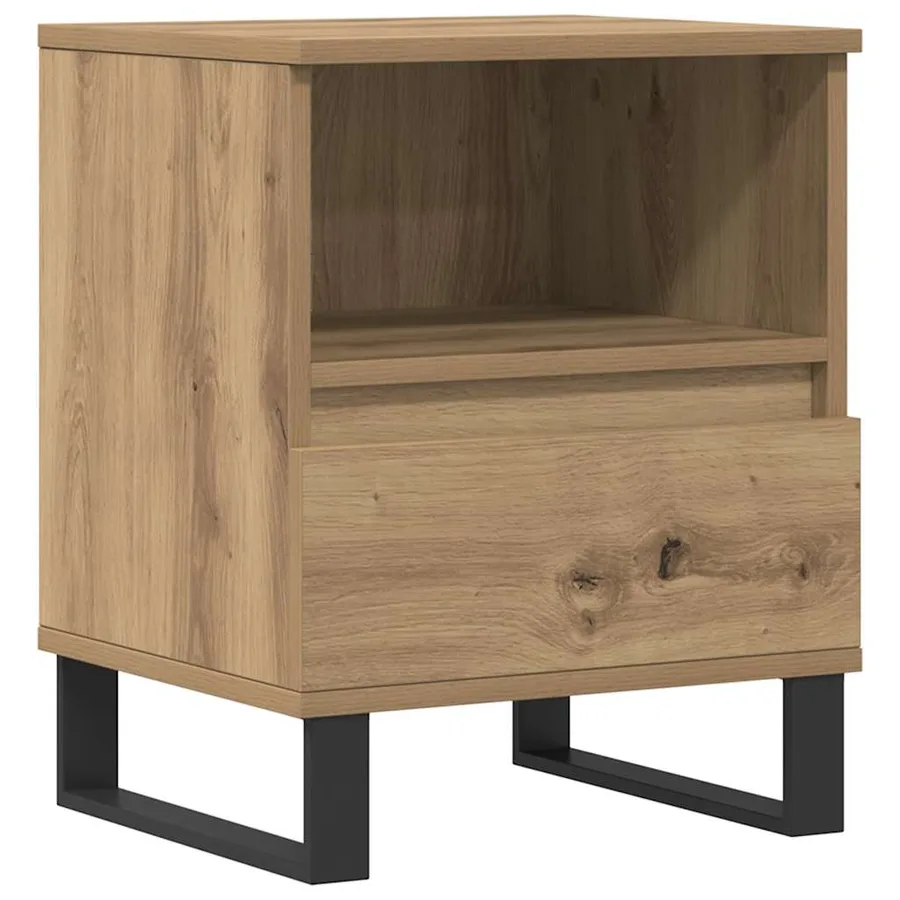 Table de chevet chêne artisanal 40x35x50 cm bois d’ingénierie - 2