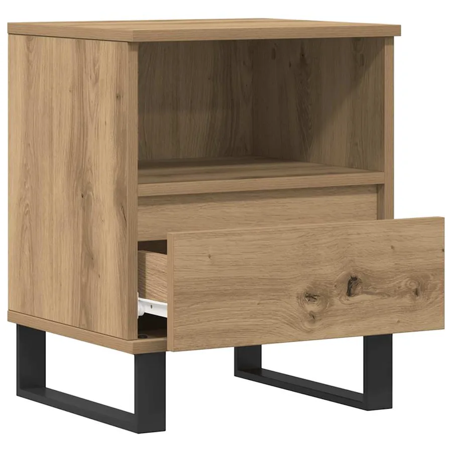 Table de chevet chêne artisanal 40x35x50 cm bois d’ingénierie - 3