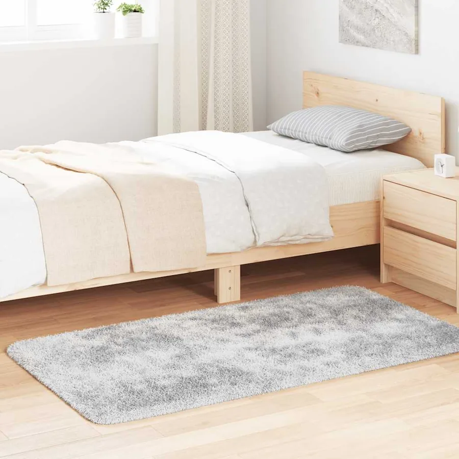 Tapis shaggy à poils longs NAVARRA gris argenté 80x150 cm