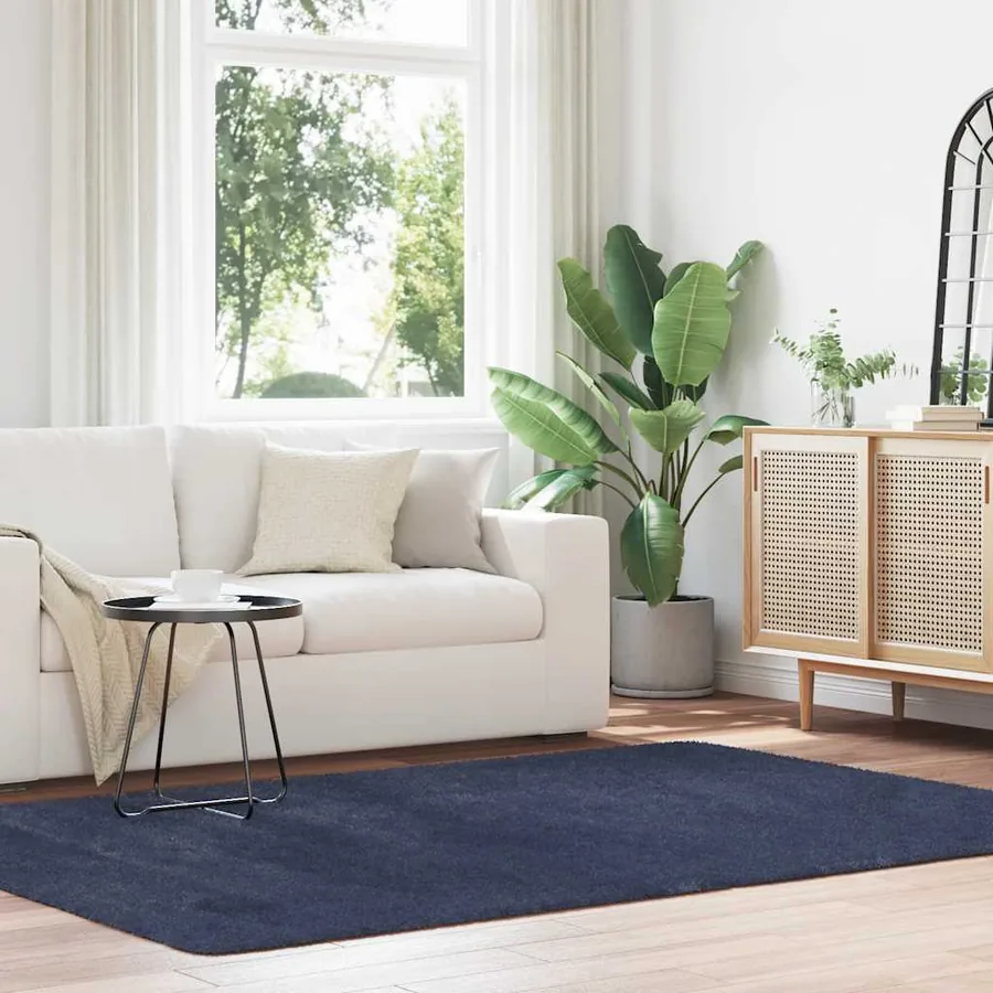 Tapis shaggy à poils longs NAVARRA bleu marine 160x230 cm