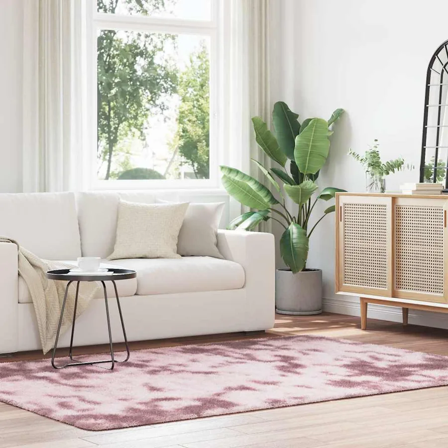 Tapis Shaggy à poils longs NAVARRA rose poudré 160x230 cm