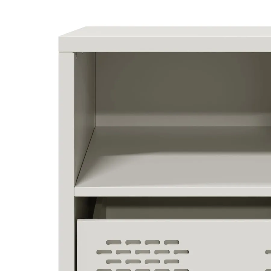 Meuble TV blanc 101,5x39x43,5 cm acier laminé à froid - 9