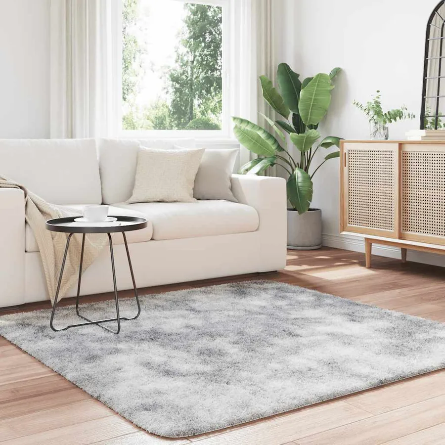 Tapis Shaggy à poils longs NAVARRA gris argenté 160x160 cm - 3