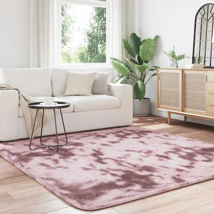 Tapis Shaggy à poils longs NAVARRA rose poudré 200x200 cm - 3