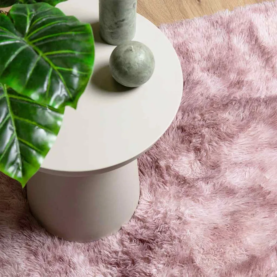 Tapis Shaggy à poils longs NAVARRA rose poudré 200x200 cm - 8
