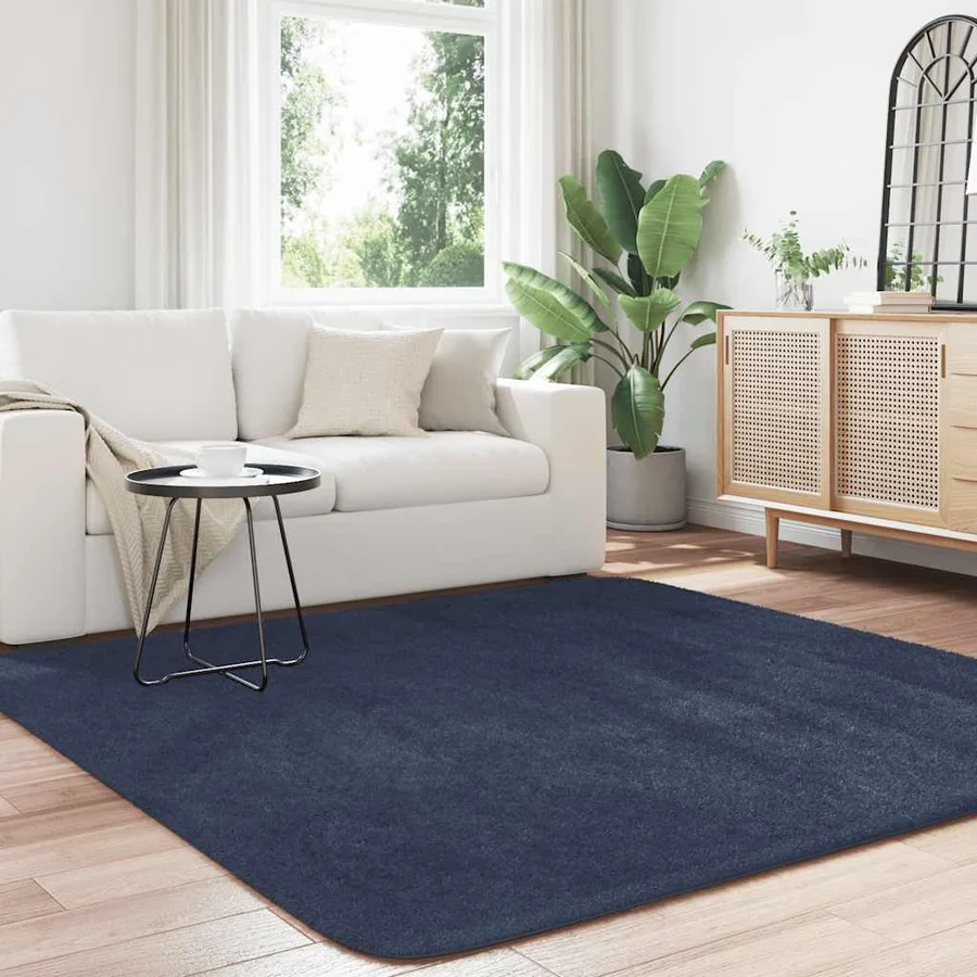 Tapis shaggy à poils longs NAVARRA bleu marine 200x200 cm - 3