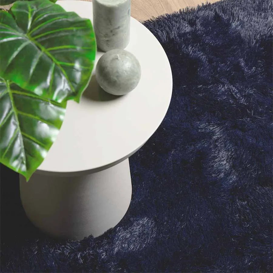 Tapis shaggy à poils longs NAVARRA bleu marine 200x200 cm - 8