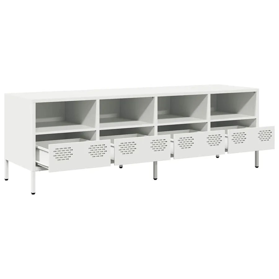 Meuble TV blanc 135x39x43,5 cm acier laminé à froid - 5