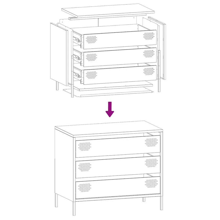 Buffet blanc 68x39x58,5 cm acier laminé à froid - 11