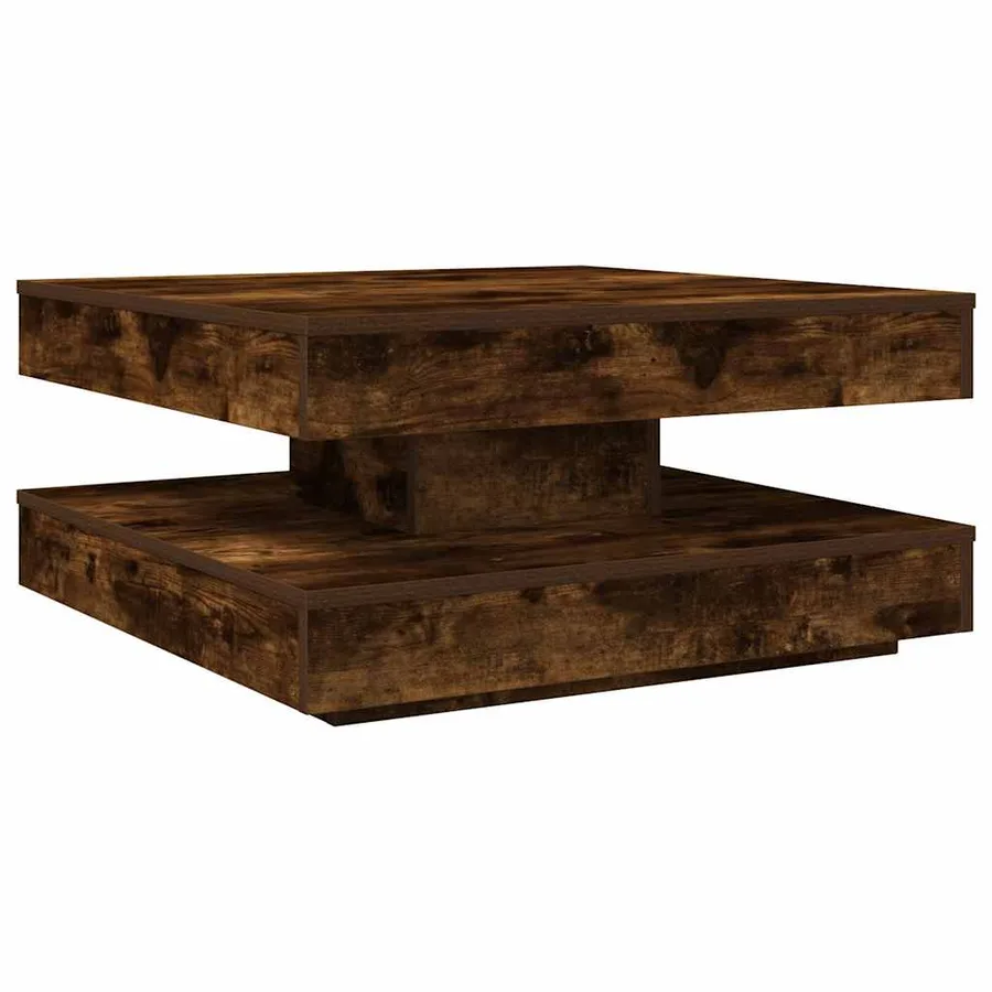 Table basse rotative à 360 degrés chêne fumé 70x70x34,5 cm - 2