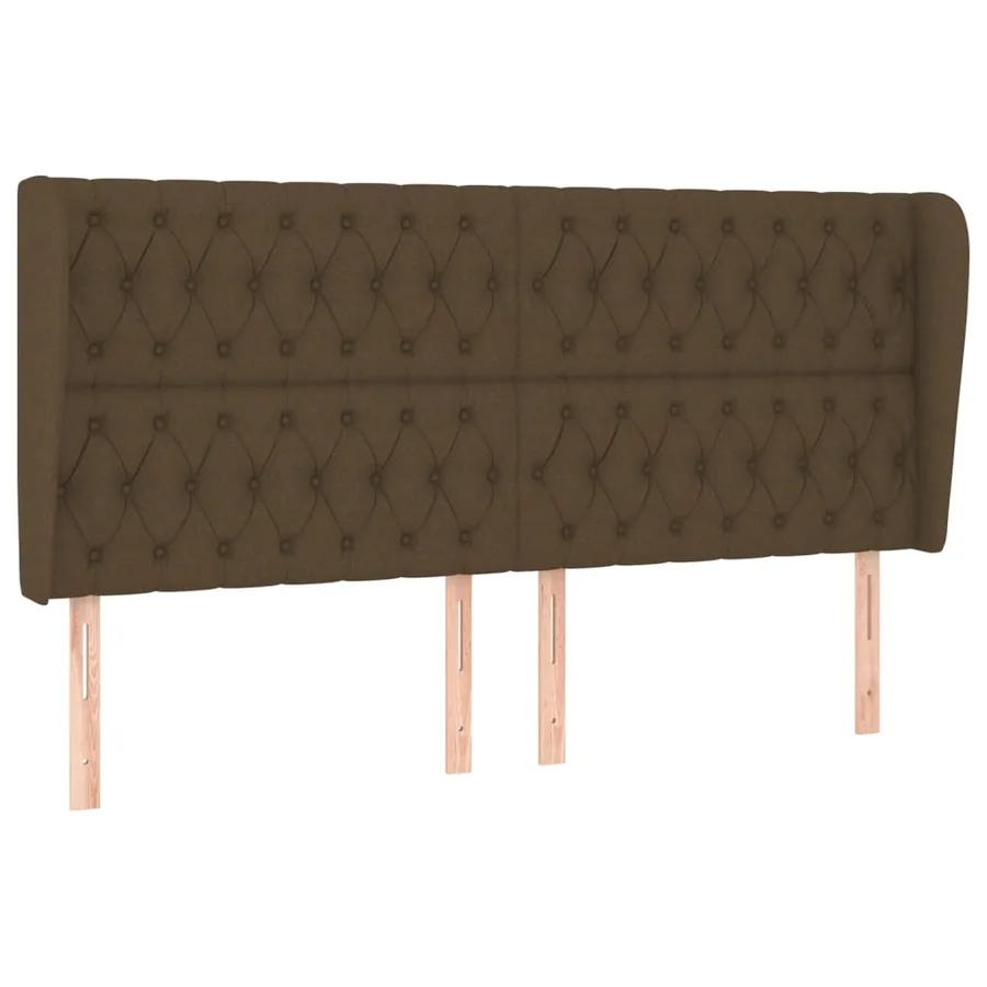 Tête de lit avec oreilles Marron foncé 203x23x118/128 cm Tissu - 2