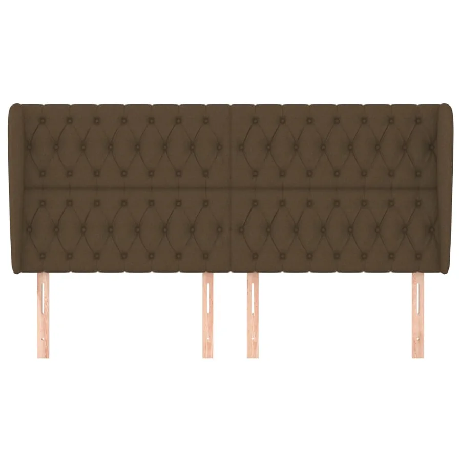 Tête de lit avec oreilles Marron foncé 203x23x118/128 cm Tissu - 3