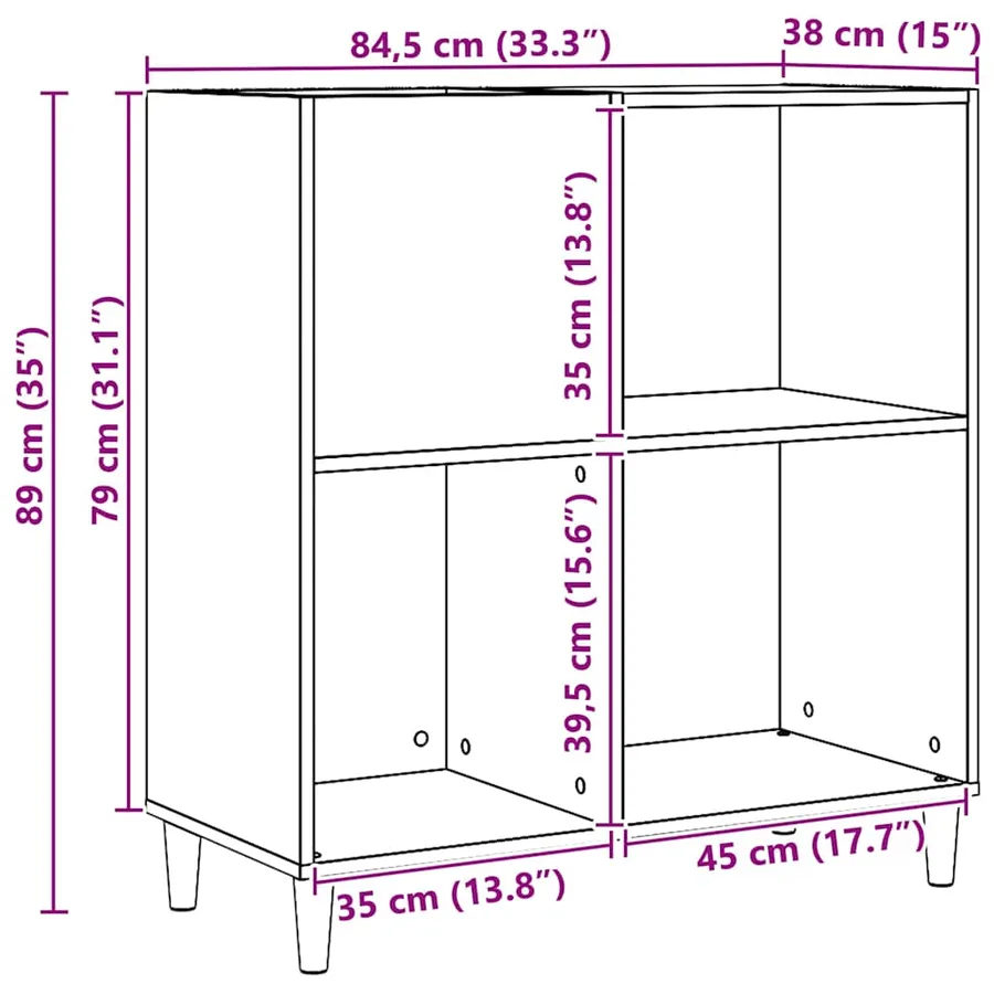 Armoire à disques chêne artisanal 84,5x38x89 cm bois ingénierie - 10