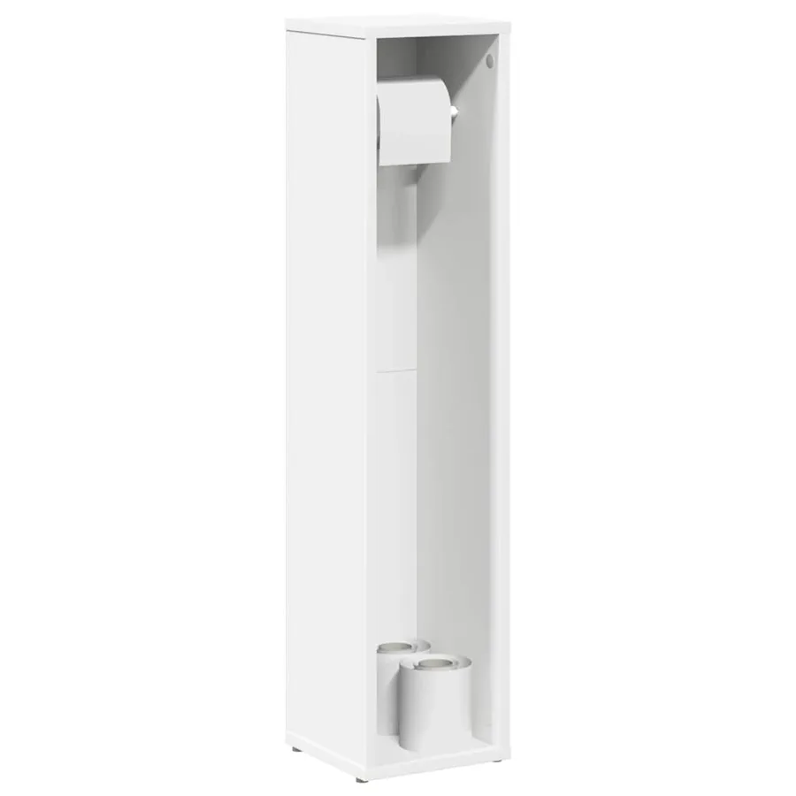 Meuble de salle de bain avec porte-rouleau blanc 20,5x20x90 cm