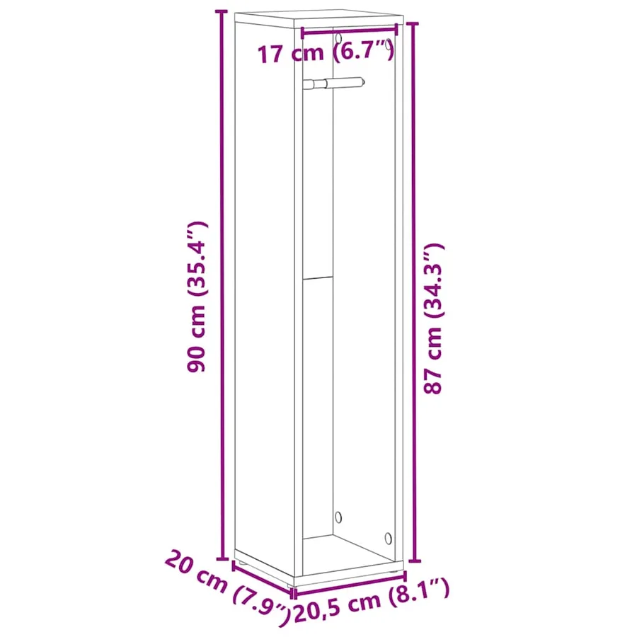 Meuble de salle de bain avec porte-rouleau blanc 20,5x20x90 cm - 9