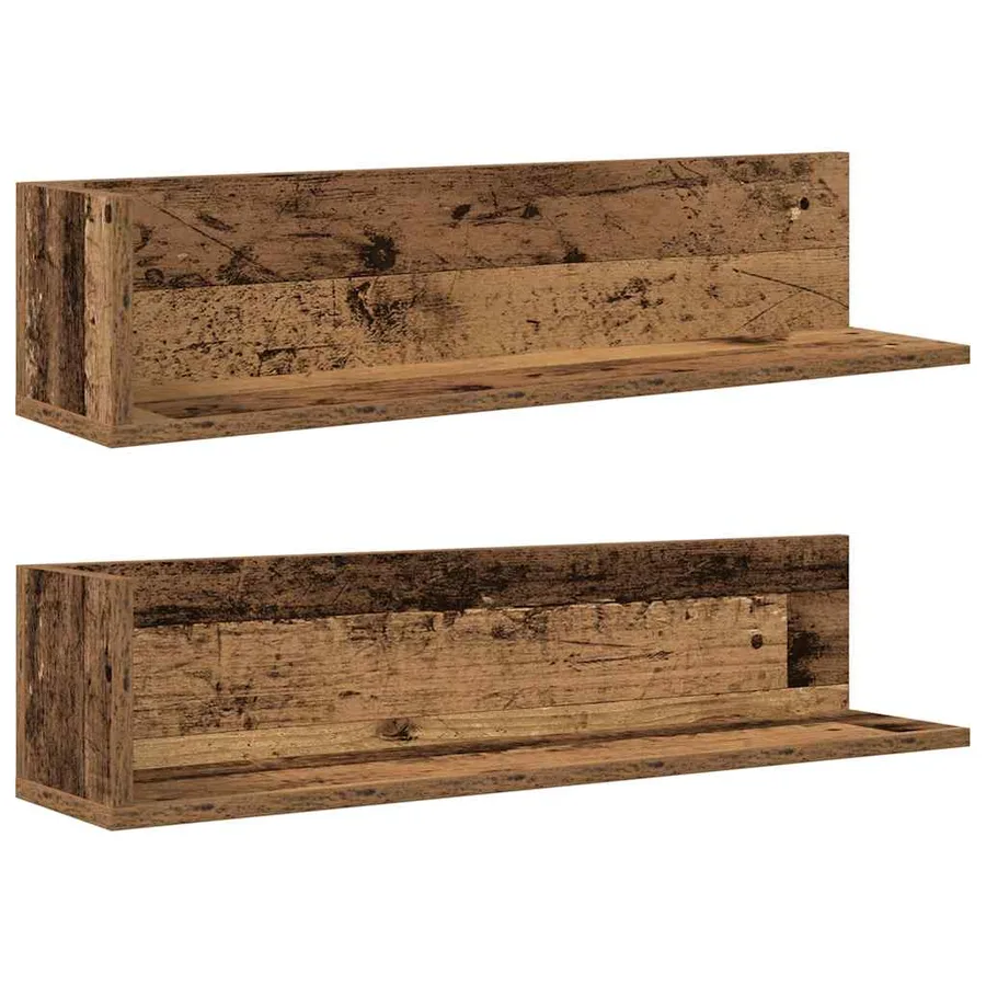 Étagères murales 2pcs vieux bois 75x16,5x16,5cm bois ingénierie - 2