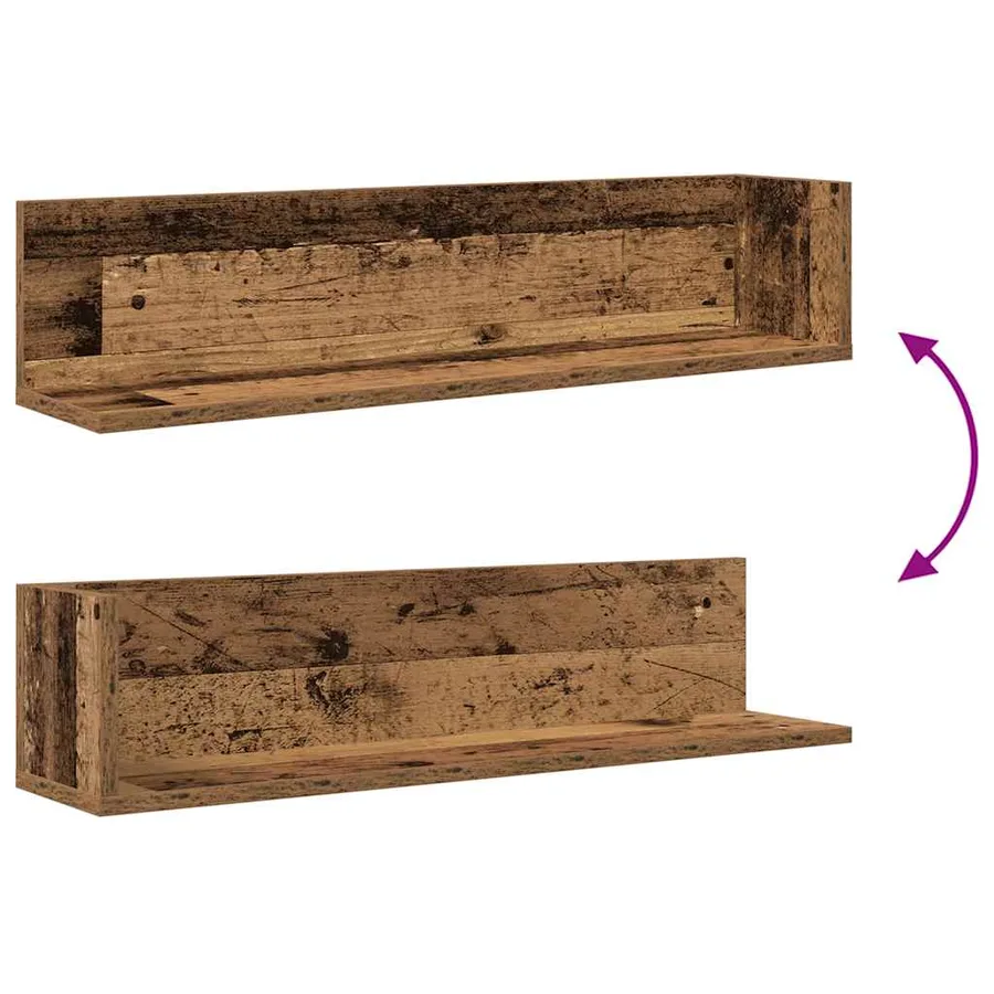 Étagères murales 2pcs vieux bois 75x16,5x16,5cm bois ingénierie - 8