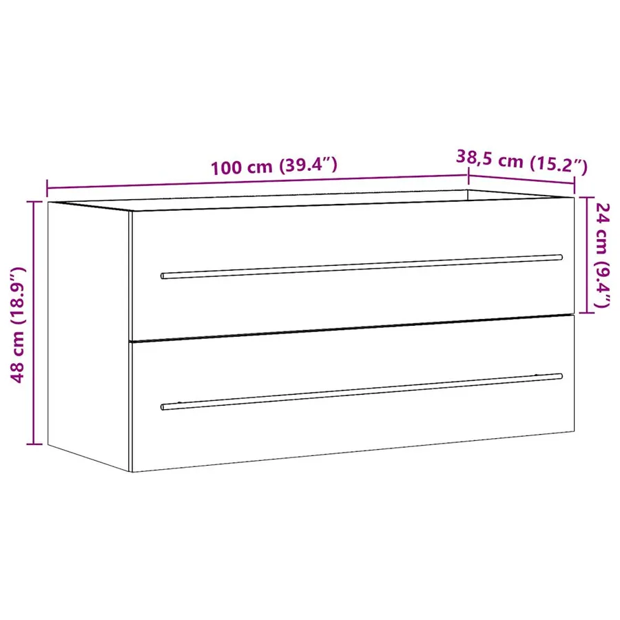 Armoire d'évier Chêne sonoma 100x38,5x48 cm Aggloméré - 11
