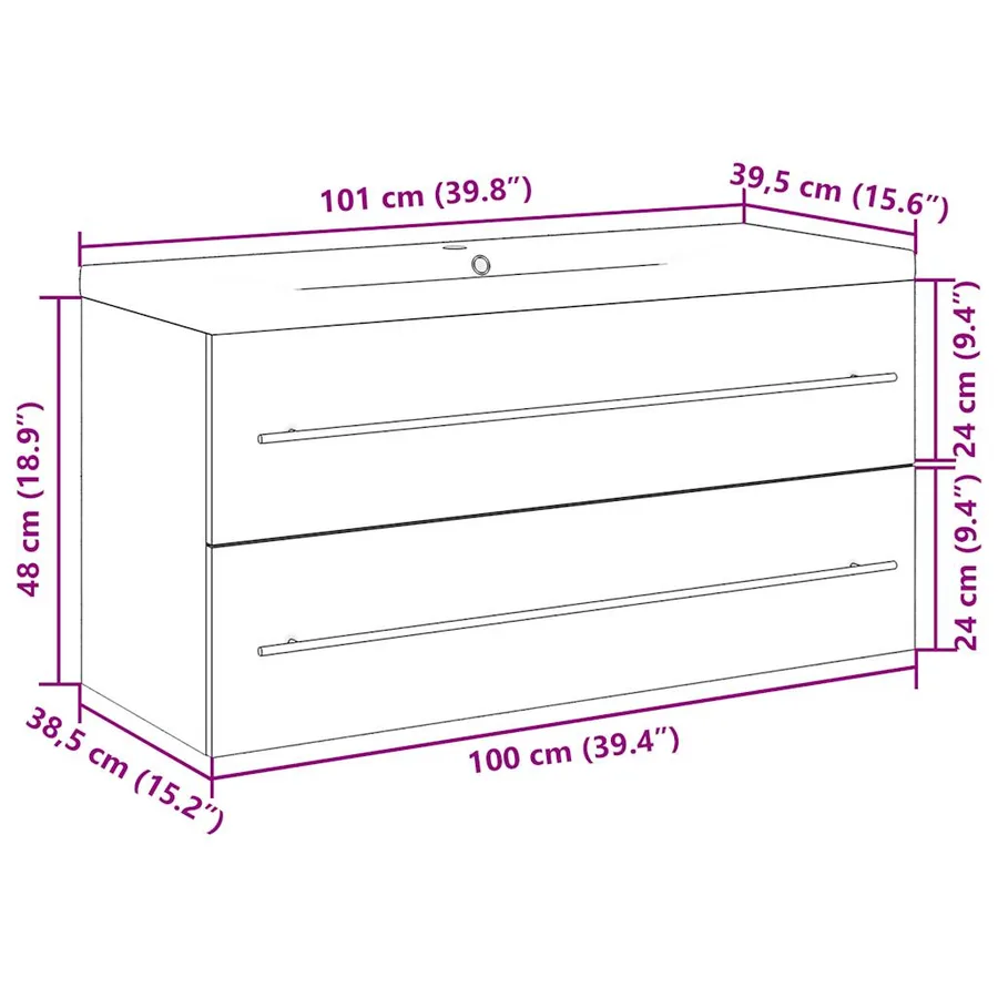 Ensemble de meubles de salle de bain 2 pcs chêne sonoma - 11
