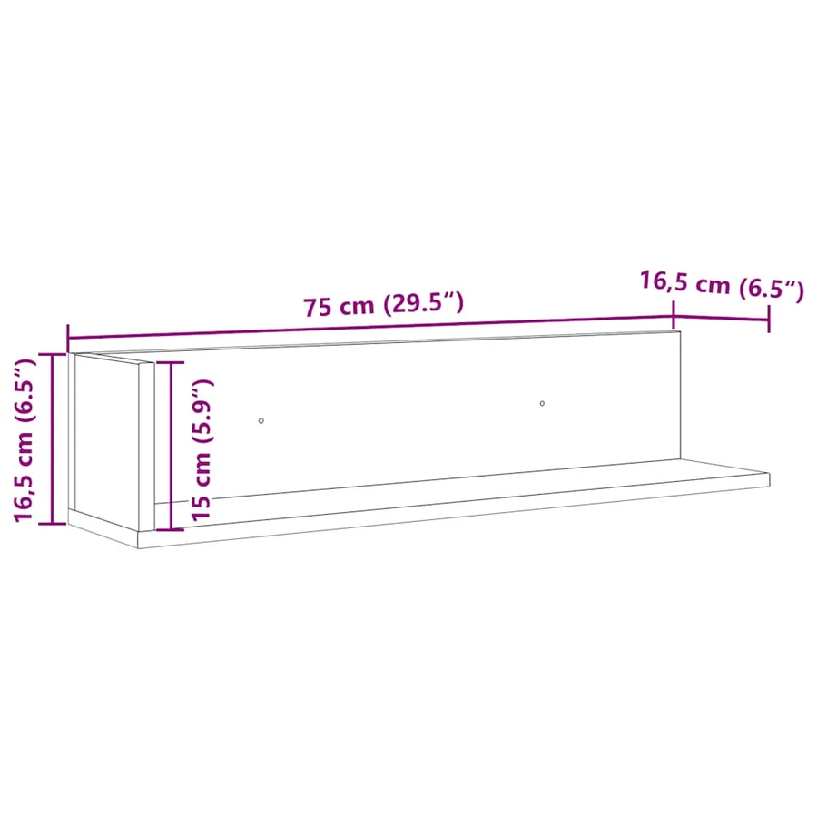 Étagères murales 2 pcs blanc 75x16,5x16,5 cm bois d'ingénierie - 11