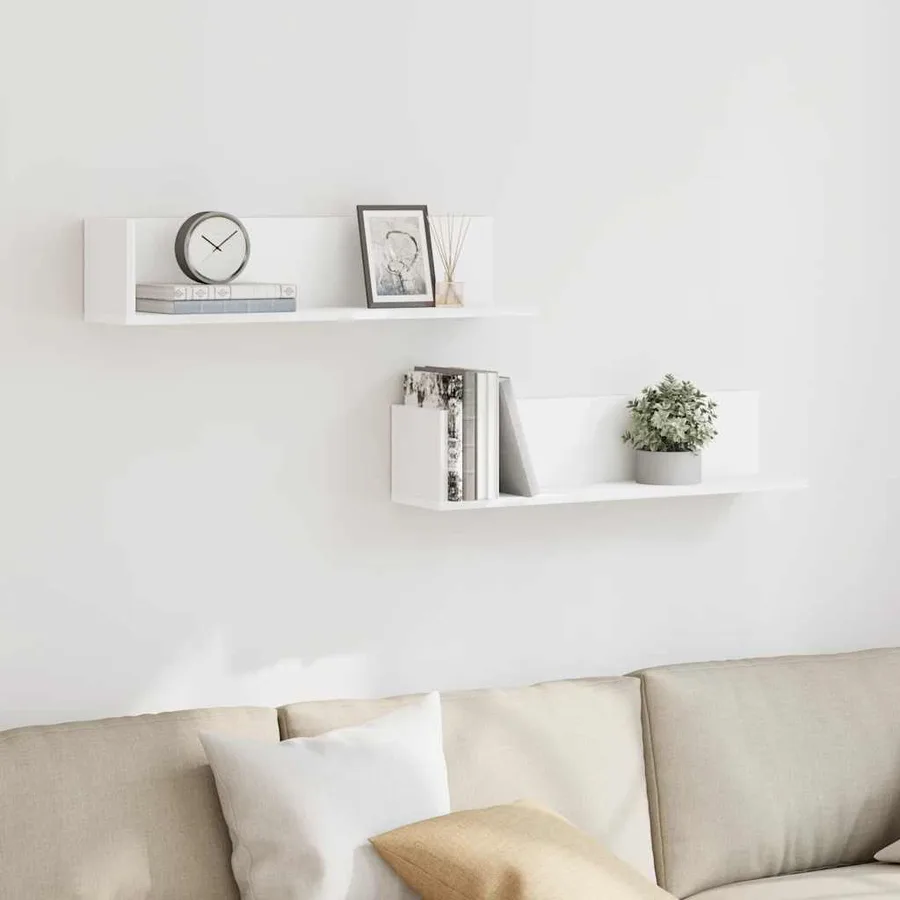 Étagères murales 2 pcs blanc 75x16,5x16,5 cm bois d'ingénierie - 3