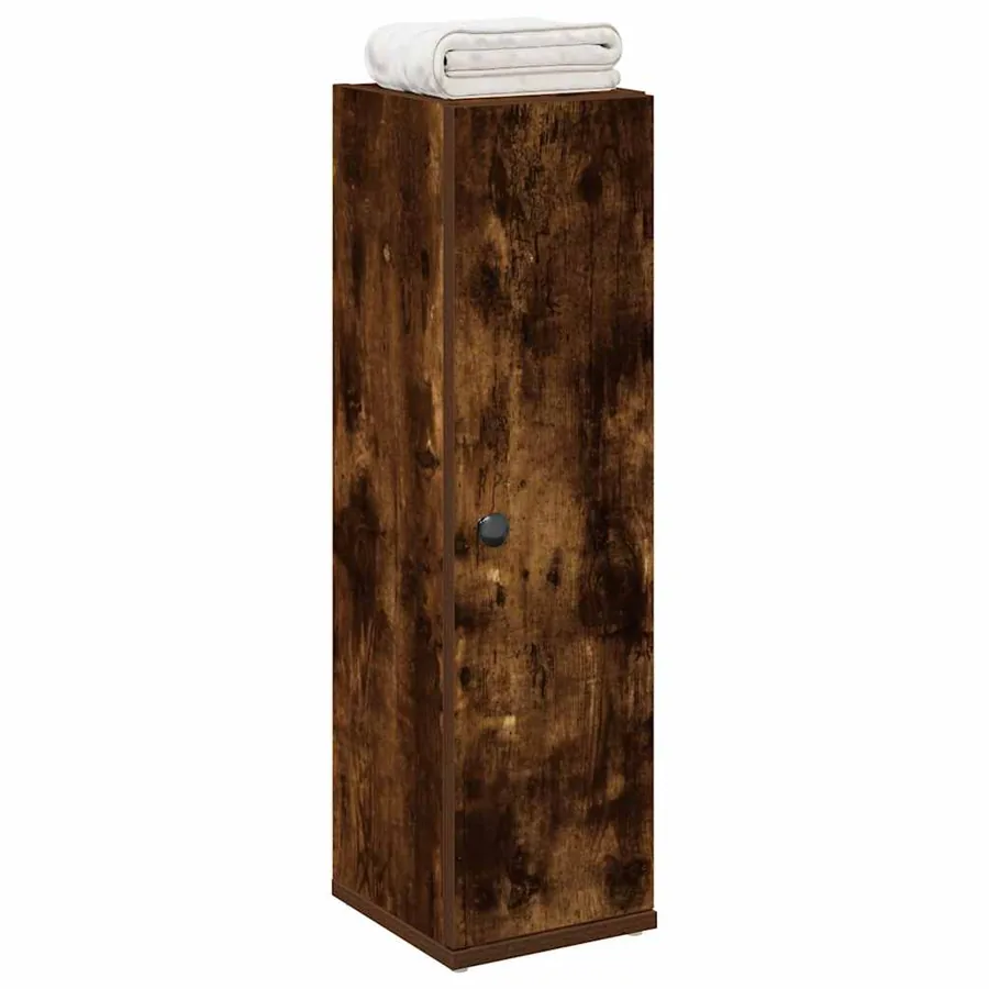 Meuble de salle de bain avec porte-rouleau chêne fumé