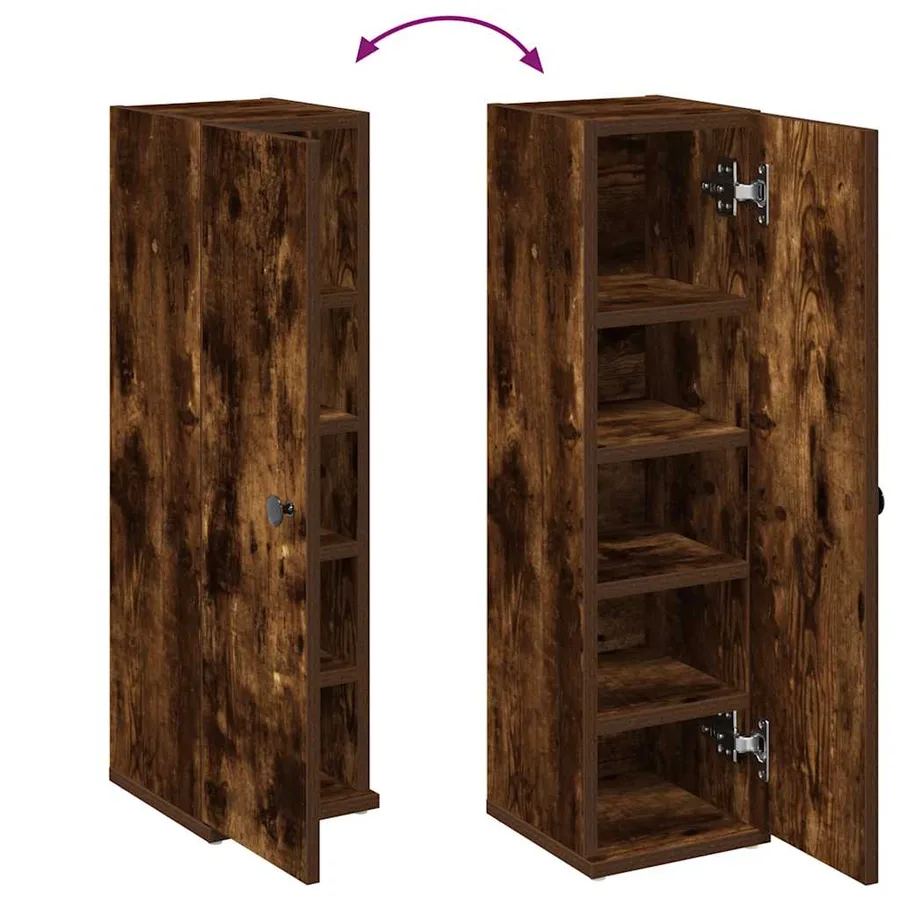Meuble de salle de bain avec porte-rouleau chêne fumé - 8