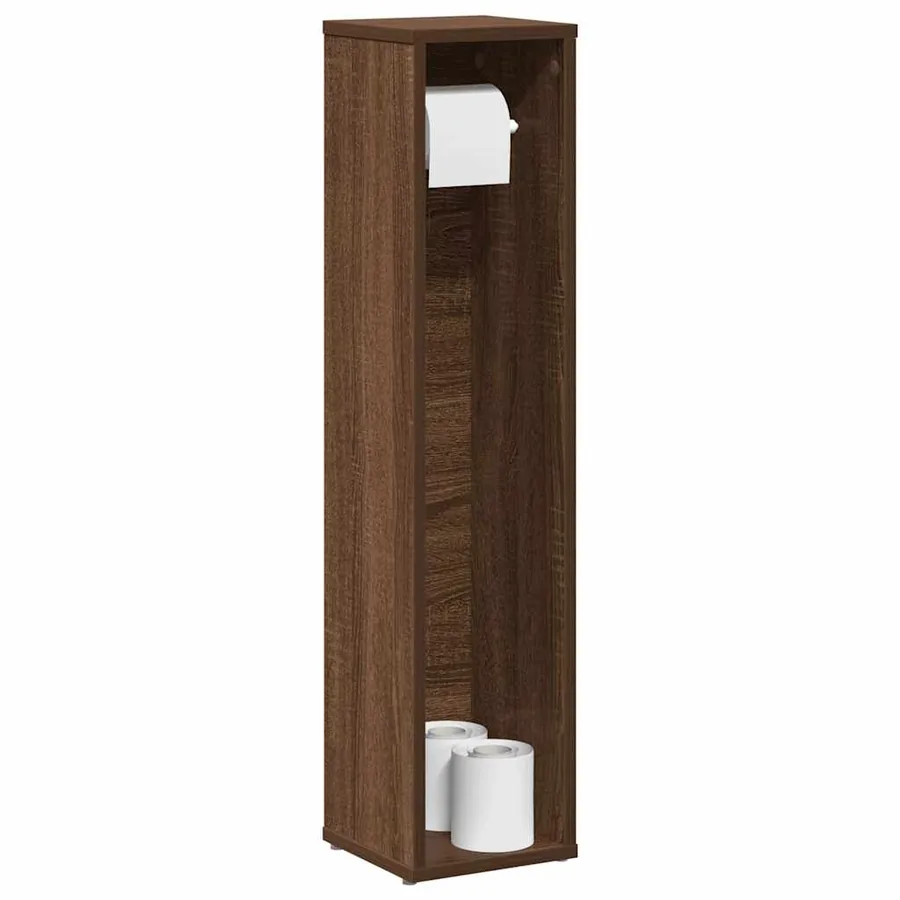 Meuble de salle de bain avec porte-rouleau chêne brun 20,5 x 20 x 90 cm