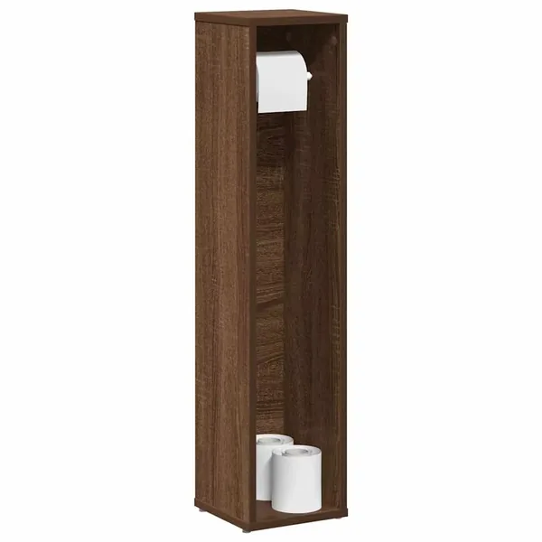 Meuble de salle de bain avec porte-rouleau chêne brun 20,5 x 20 x 90 cm