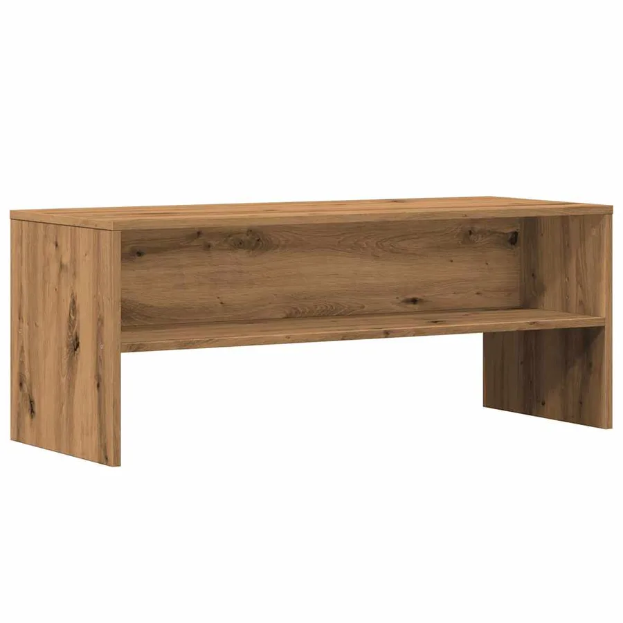 Meuble TV chêne artisanal 100x40x40 cm bois d'ingénierie - 2