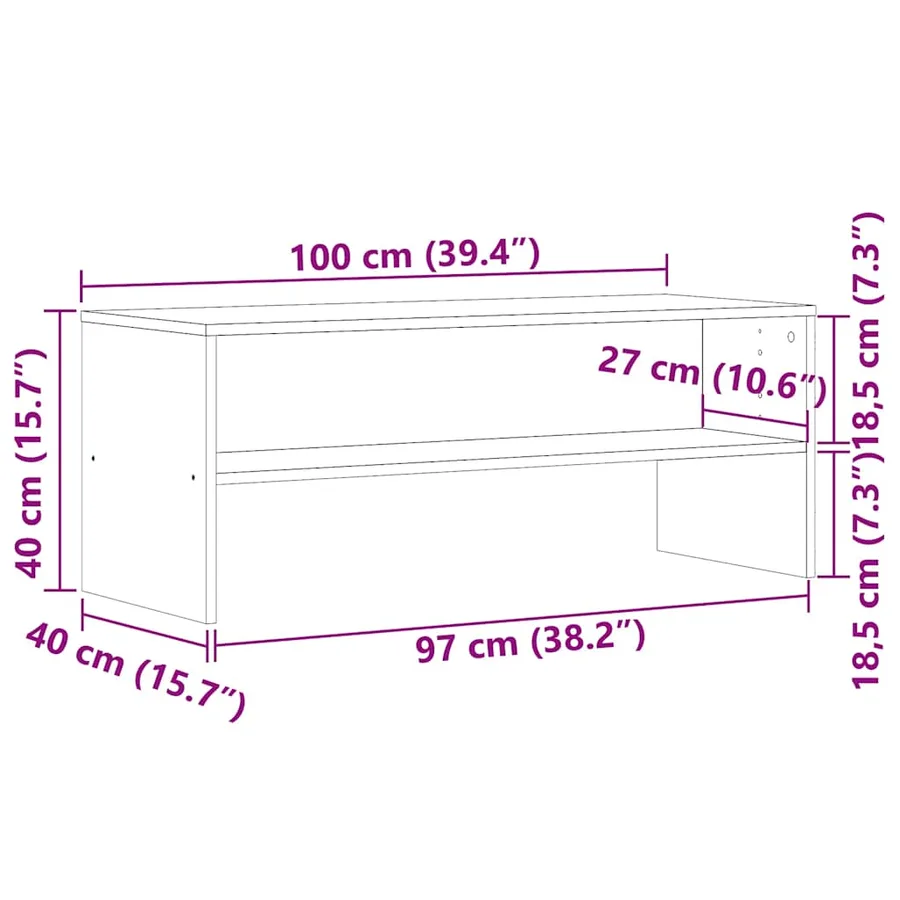 Meuble TV chêne artisanal 100x40x40 cm bois d'ingénierie - 9