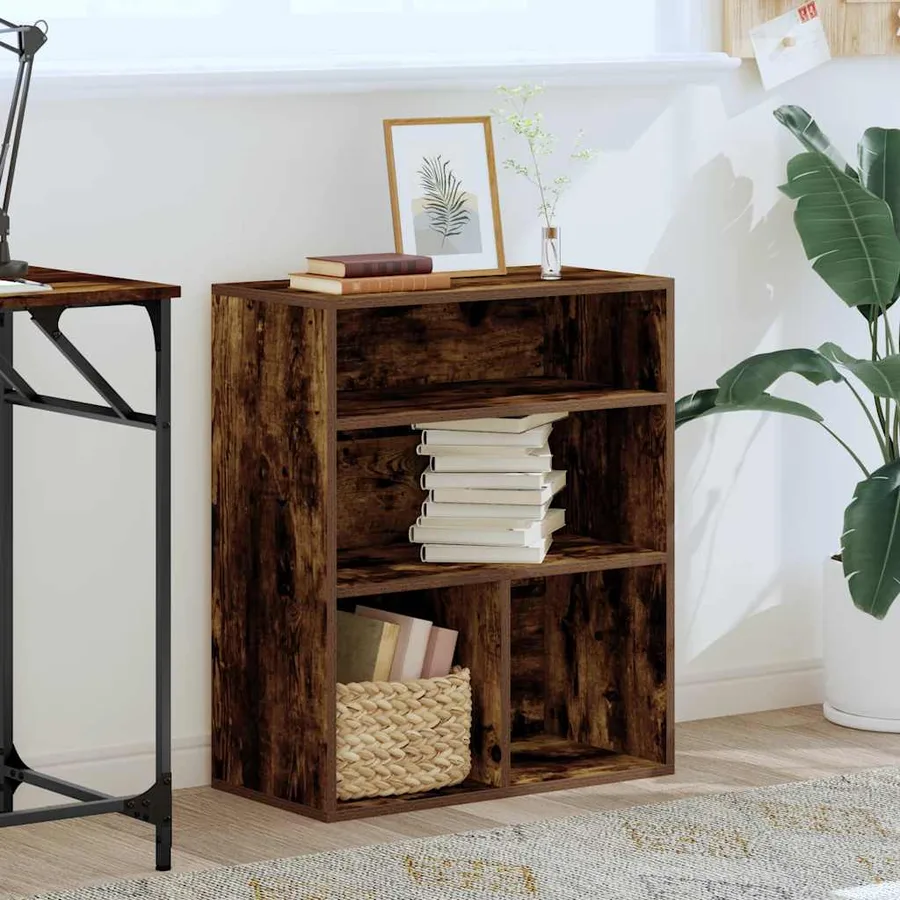 Bibliothèque chêne fumé 60x30x71,5 cm bois d'ingénierie - 3