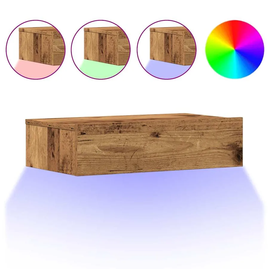 Table de chevet vieux bois 60x35 cm bois d'ingénierie - 2