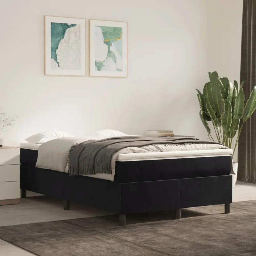 Sommier à lattes de lit avec matelas Noir 120x200 cm Velours