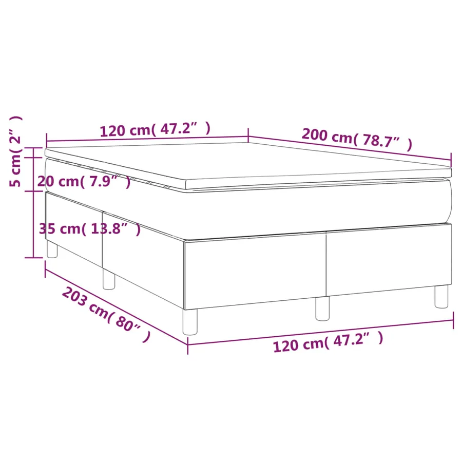 Sommier à lattes de lit avec matelas Noir 120x200 cm Velours - 10