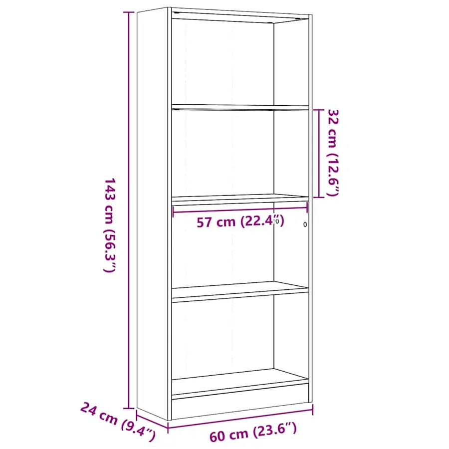 Bibliothèque blanc brillant 60x24x143 cm bois d'ingénierie - 8