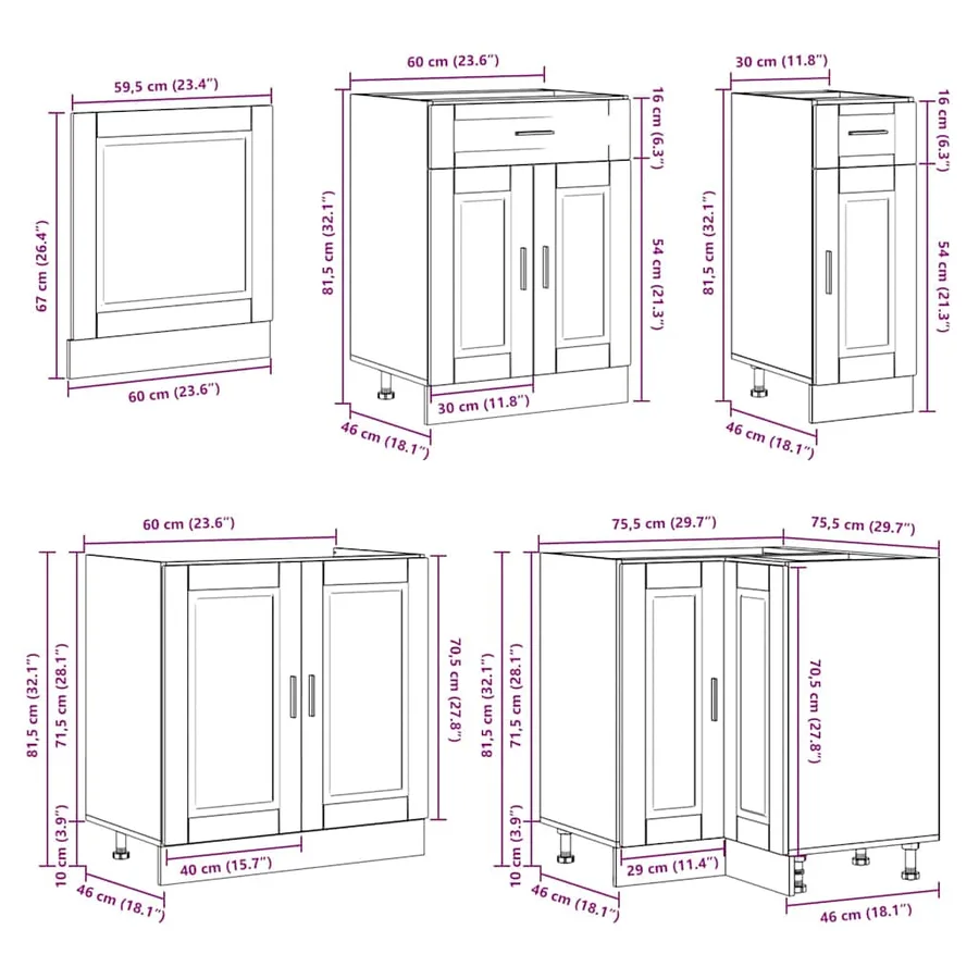 Ensemble d'armoires de cuisine 11 pcs Porto bois d'ingénierie - 10