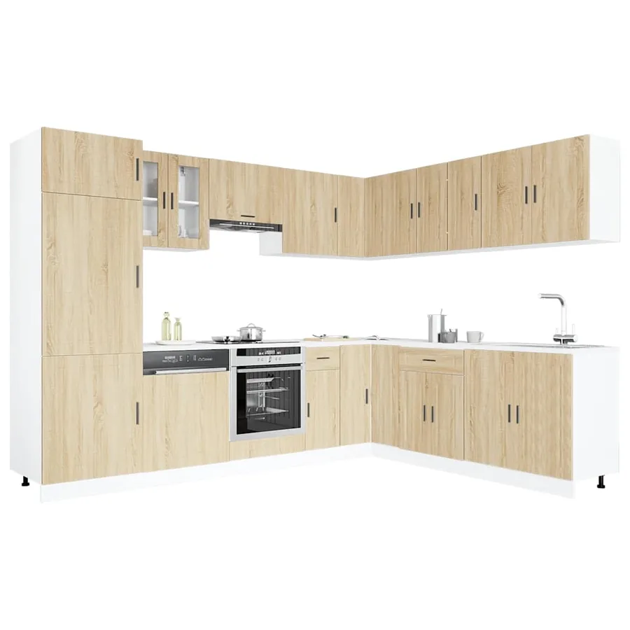Ensemble d'armoires de cuisine 14 pcs Porto bois d'ingénierie