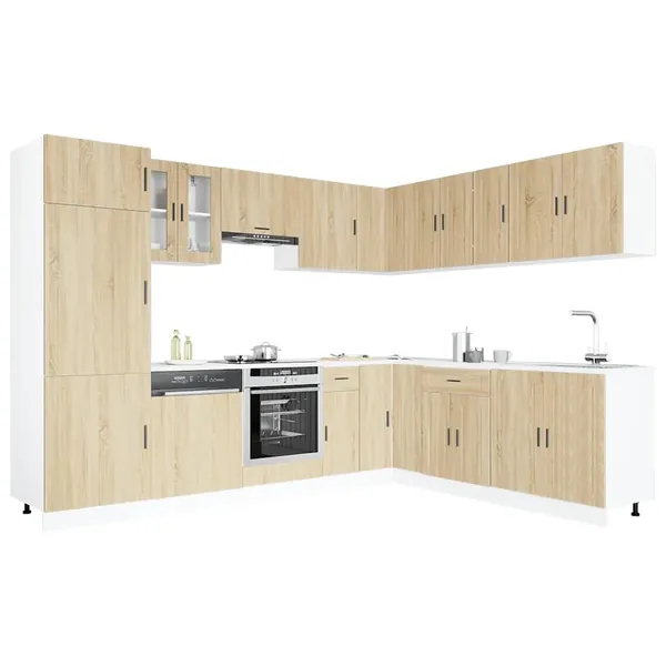 Ensemble d'armoires de cuisine 14 pcs Porto bois d'ingénierie