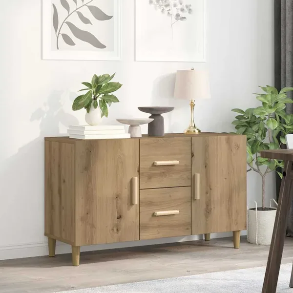 Buffet chêne artisanal 100x36x60 cm bois d'ingénierie