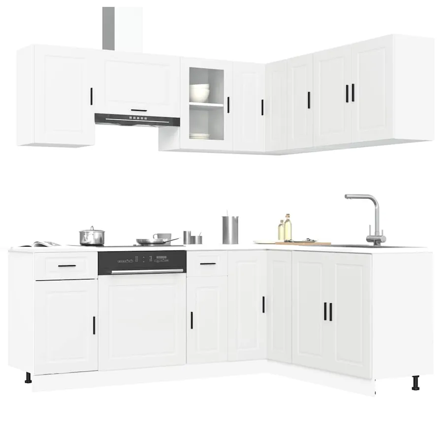 Ensemble d'armoires cuisine 11pcs Porto blanc bois d'ingénierie