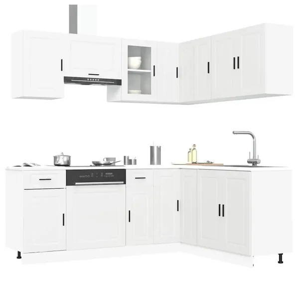 Ensemble d'armoires cuisine 11pcs Porto blanc bois d'ingénierie