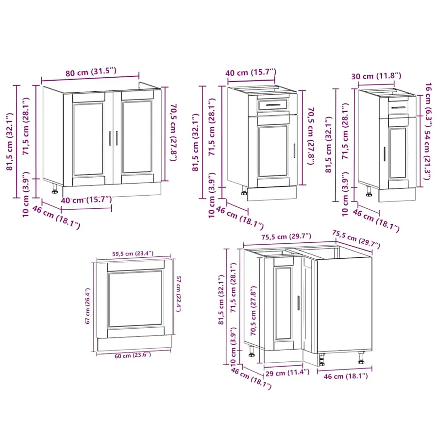 Ensemble d'armoires cuisine 11pcs Porto blanc bois d'ingénierie - 10