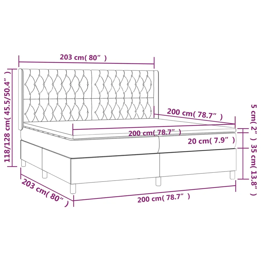 Sommier à lattes de lit avec matelas Marron foncé 200x200 cm - 7